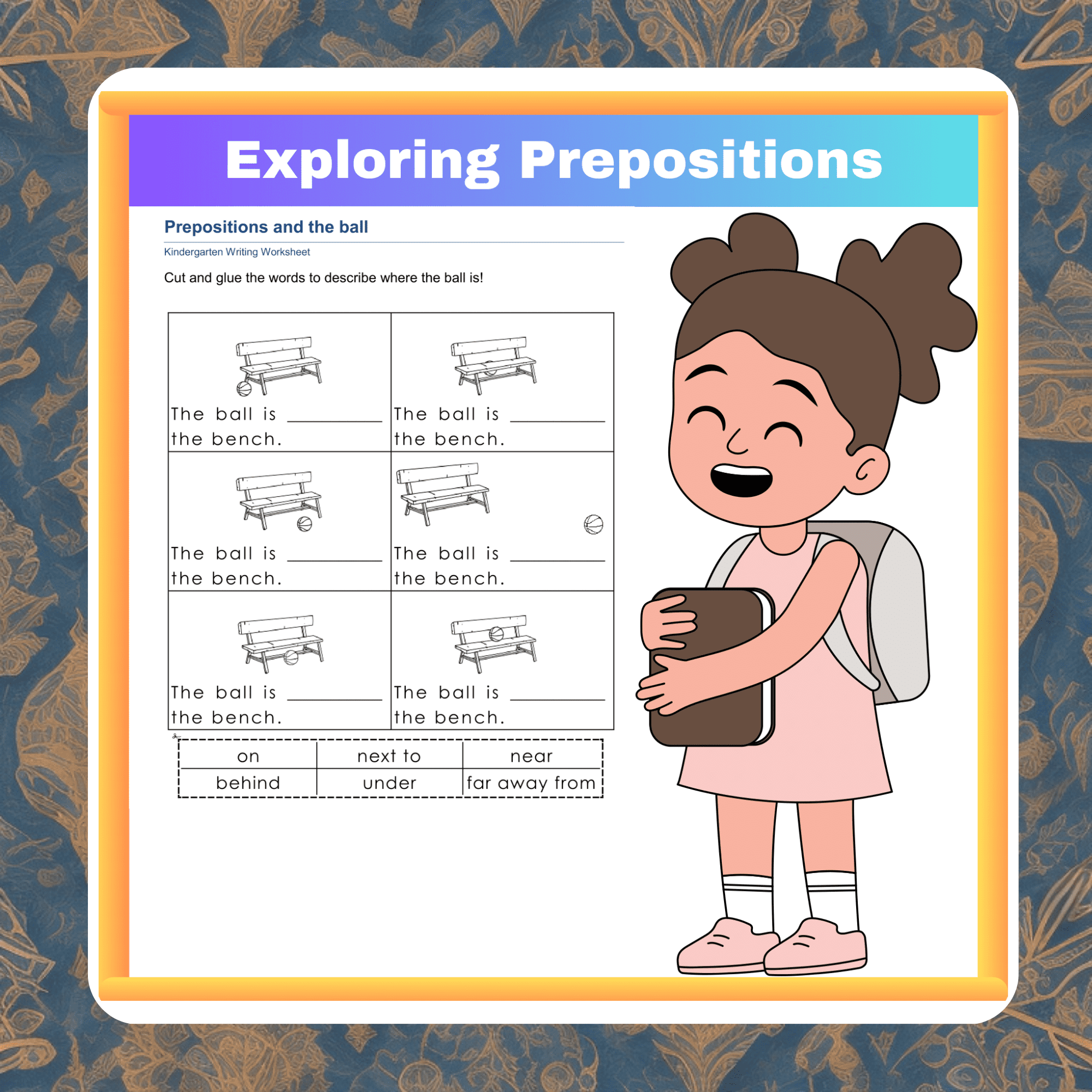 Exploring Prepositions Introduction and Practice Worksheets for Kindergarten