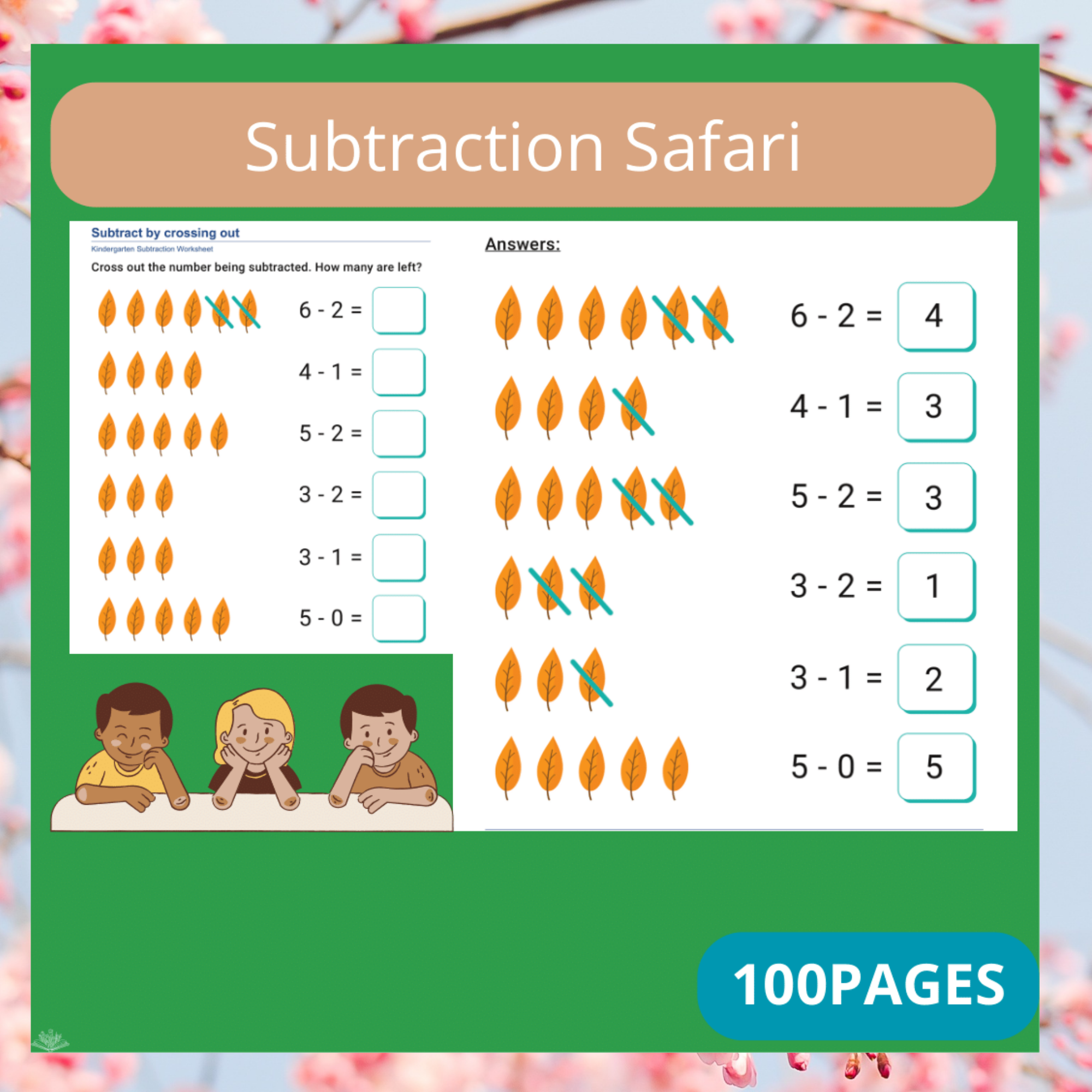 Subtraction Safari Engaging Worksheets for Preschool and Kindergarten Learners