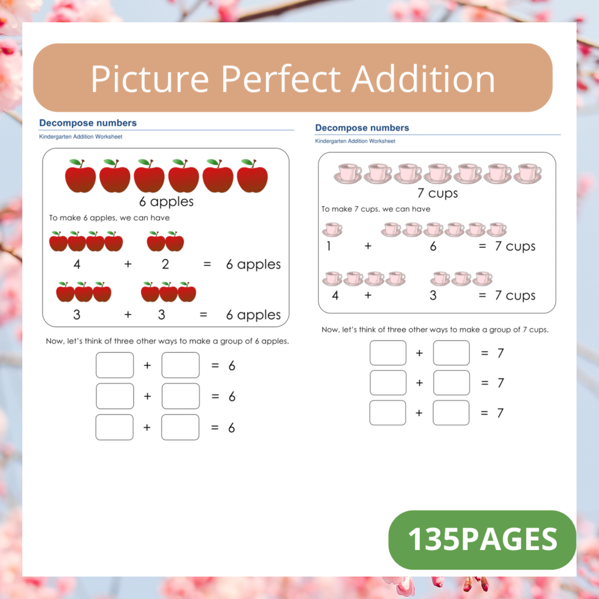 Visual Addition Mastery Worksheets for Building Basic Skills with Pictures