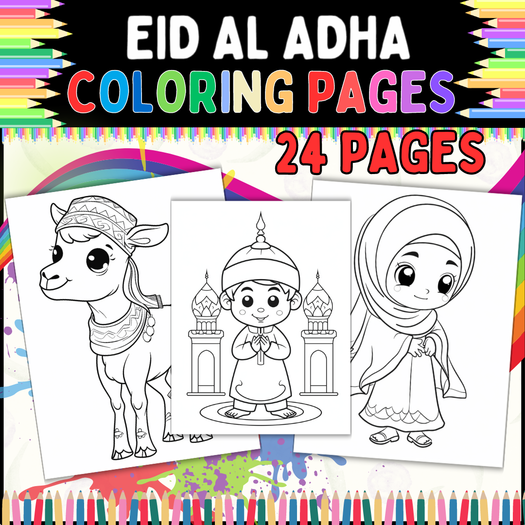 Eid al Adha coloring pages | islamic coloring pages | lembar mewarnai islami