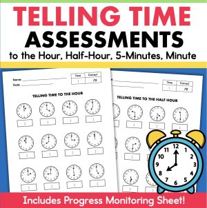 Telling Time Worksheets Assessments Test Hour Half Hour 5 Minutes Minute