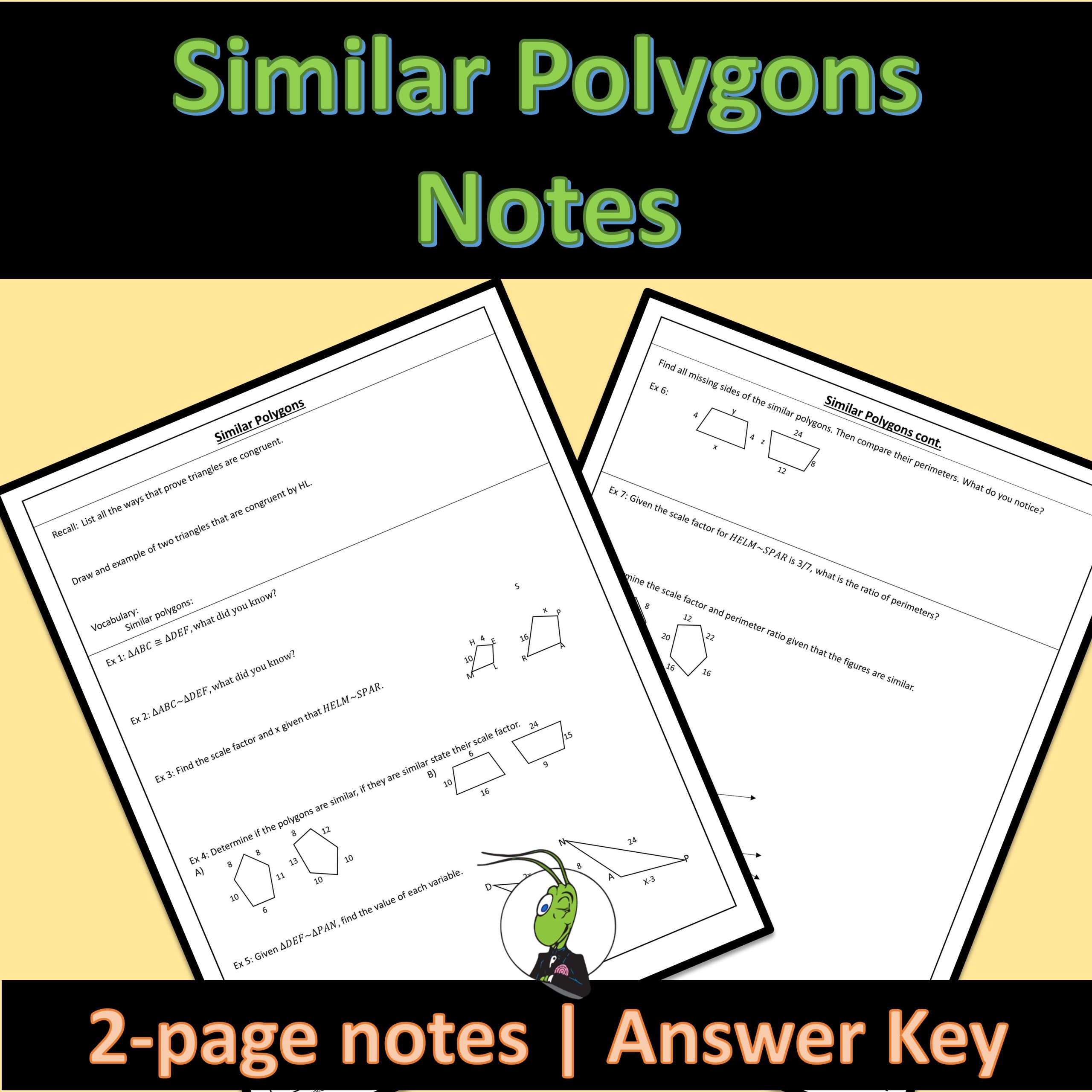 Similar Polygons and Scale Factor Guided Notes Similar Polygons Unit | Geometry