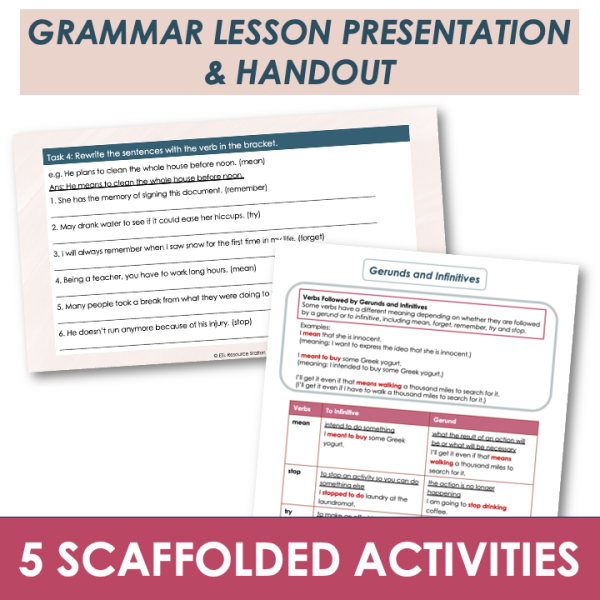 Gerunds and Infinitives (change in meaning) - B2 ESL Grammar Lesson ...