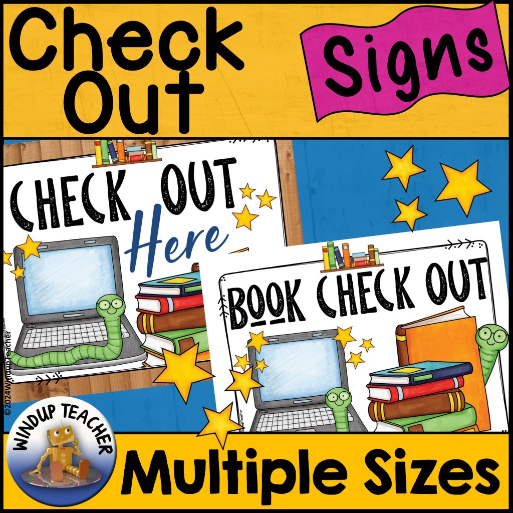 Library Book Sign to Check Out Books - 2 Decor Sign Choices to Label ...
