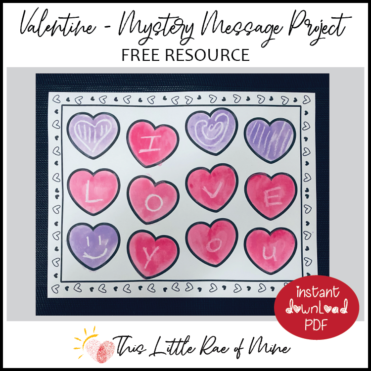 Mystery Message - Valentine's Day Painting project - printable keepsake -FREEBIE