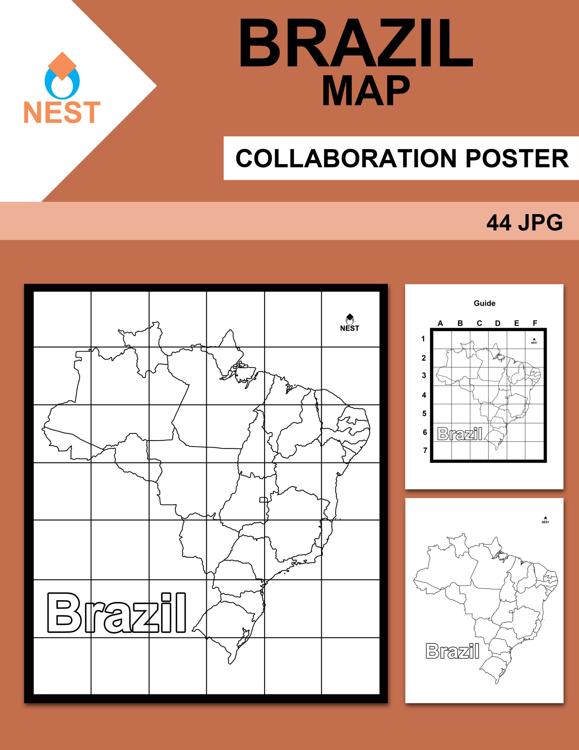 Brazil Map Collaboration Poster