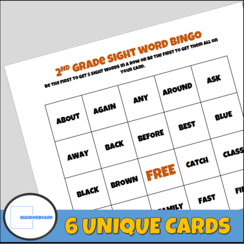 Sight Word Bingo Activity Game 2nd Grade No Prep | Made By Teachers