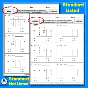 1-Digit and 2-Digit Divisors Box Method Division Worksheets for 4th ...