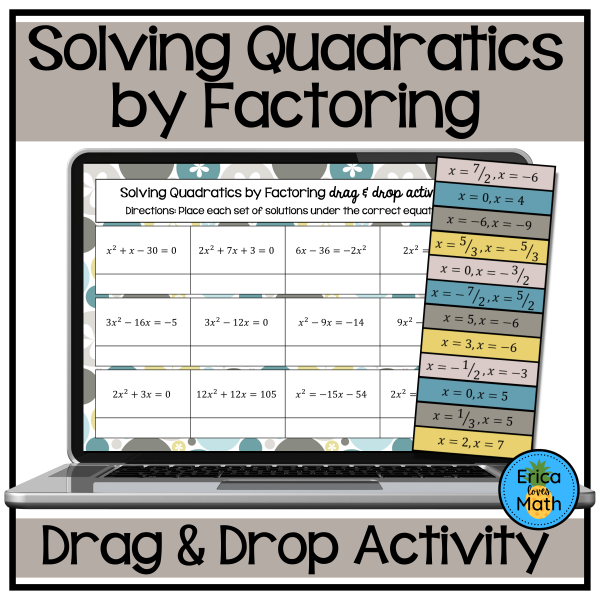 Solving Quadratic Equations by Factoring Digital Activity Drag & Drop ...