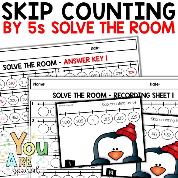 Skip Counting by 5s Number Line Winter Math Worksheets Activities ...