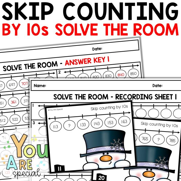 Skip Counting by 10s Number Line Winter Math Centers Activities | Made ...
