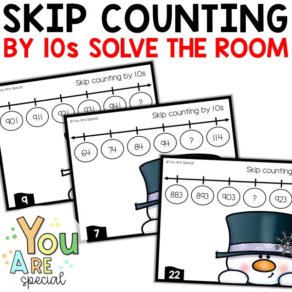 Skip Counting by 10s Number Line Winter Math Centers Activities | Made ...