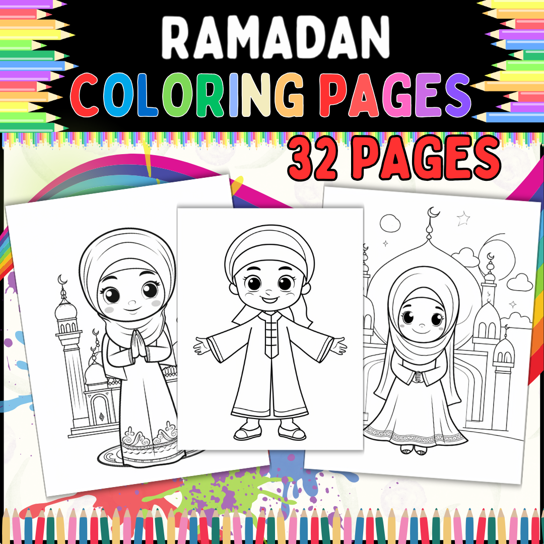 Ramadan coloring Pages for Kids of All Ages | 32 pages | printable Sheets