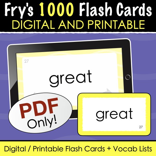 All 1000 Fry's Sight Words - Digital + Printable Flash Cards ...