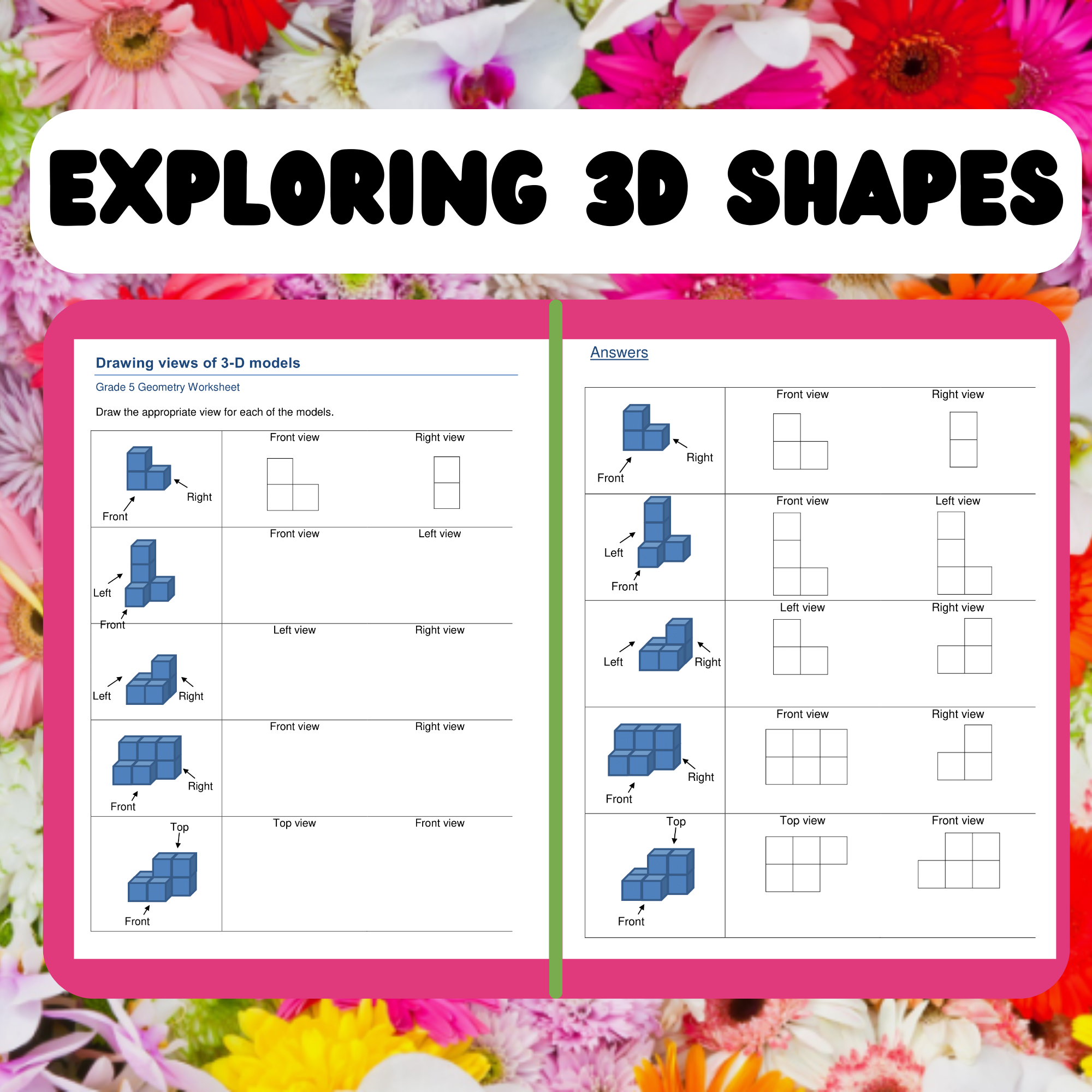Exploring 3D Shapes: Worksheets on Nets and Views