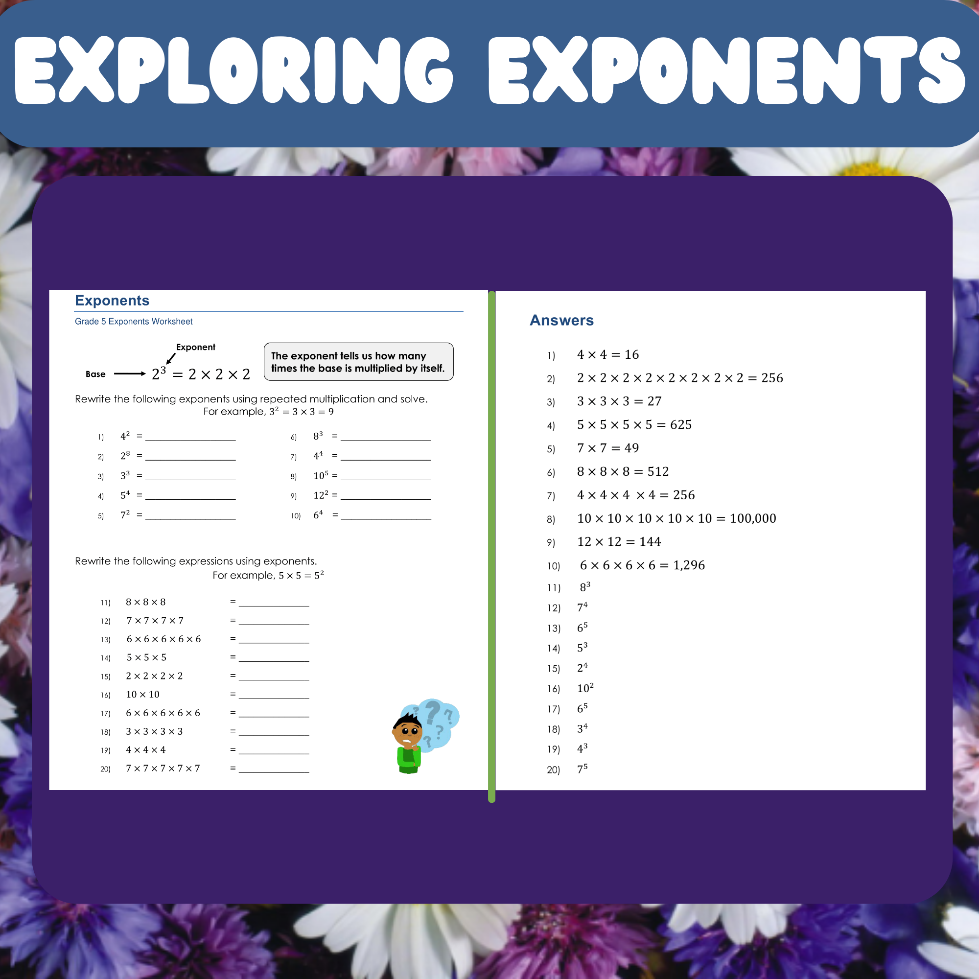 Exploring Exponents: Grade 5 Math Worksheets