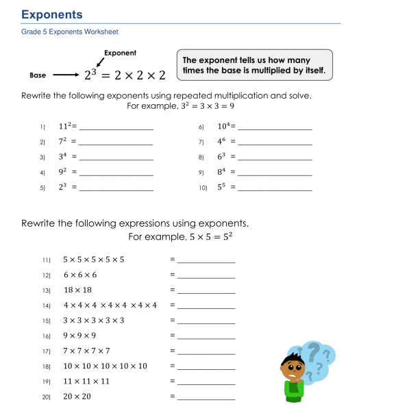 Exploring Exponents: Grade 5 Math Worksheets - Made By Teachers