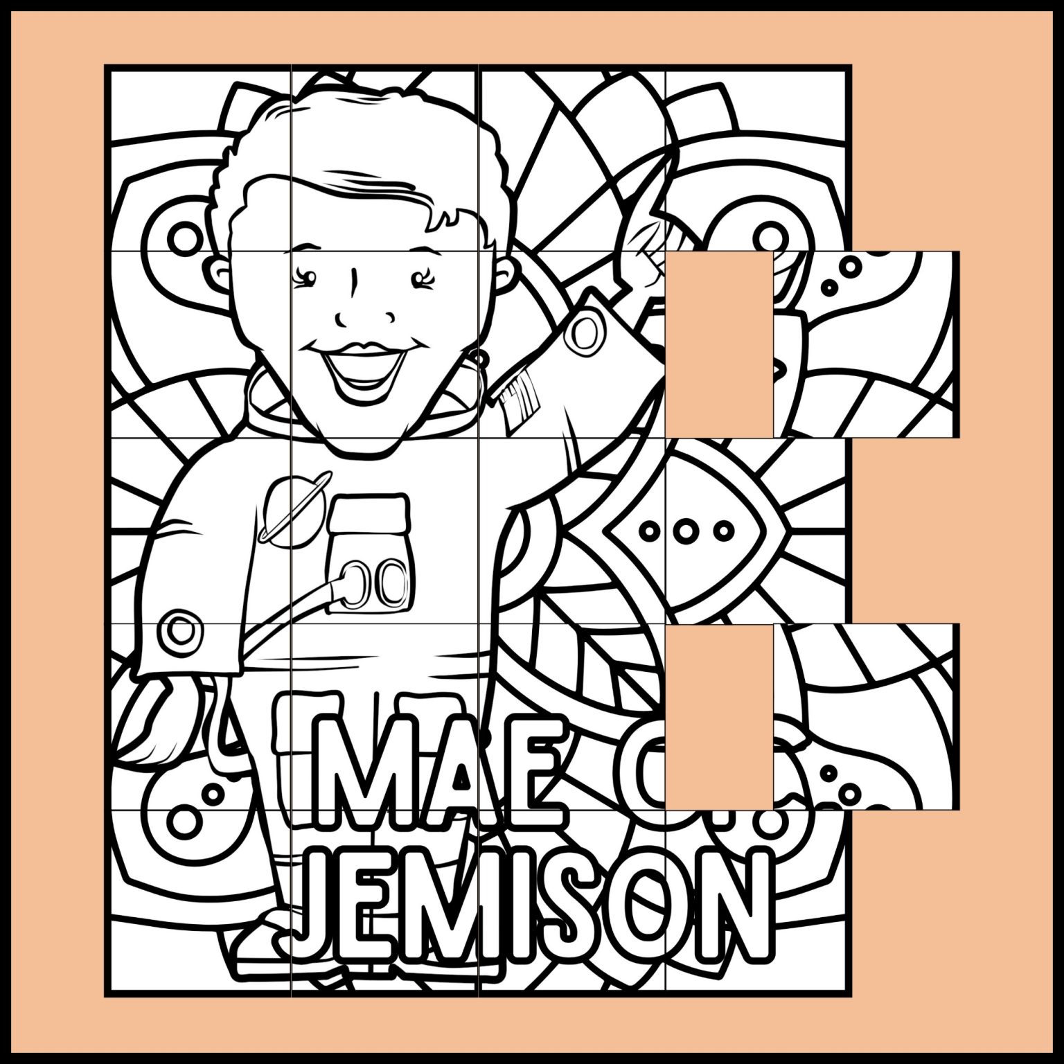 Black History Month Mae Jemison Collaborative Coloring Art Poster ...