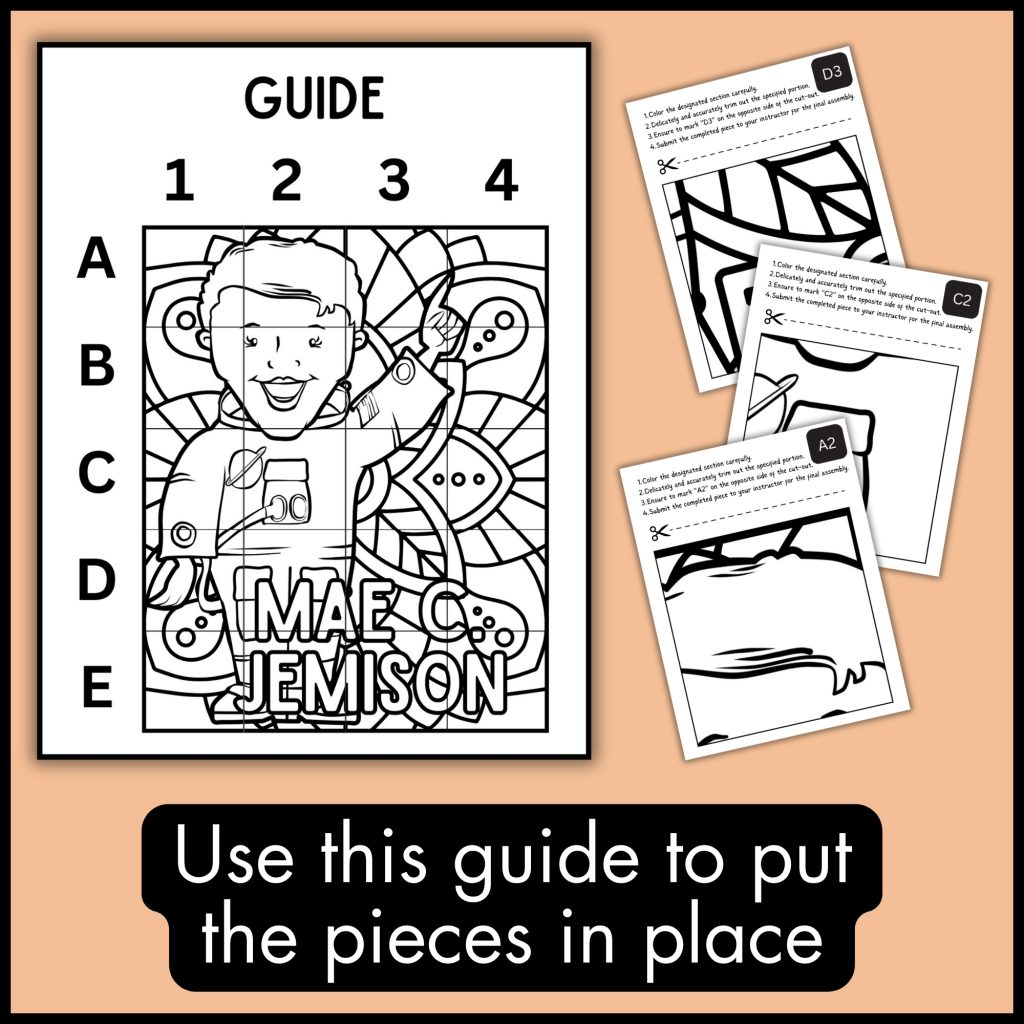 Black History Month Mae Jemison Collaborative Coloring Art Poster ...