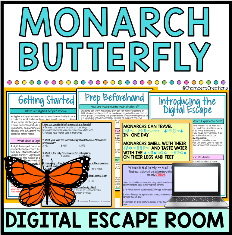 Monarch Butterfly Life Cycle and Migration Science Digital Escape Room