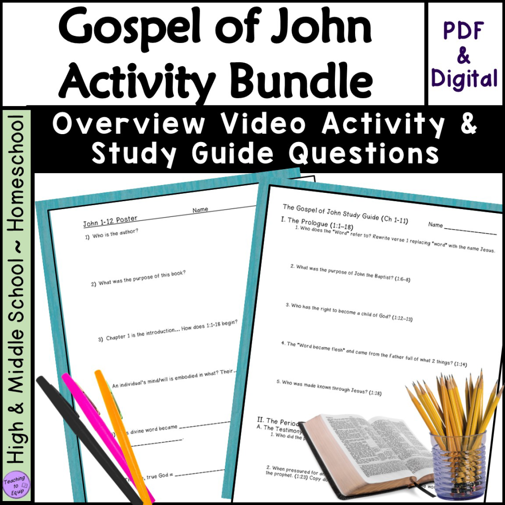 Gospel of John Bible Study Activity BUNDLE - Made By Teachers