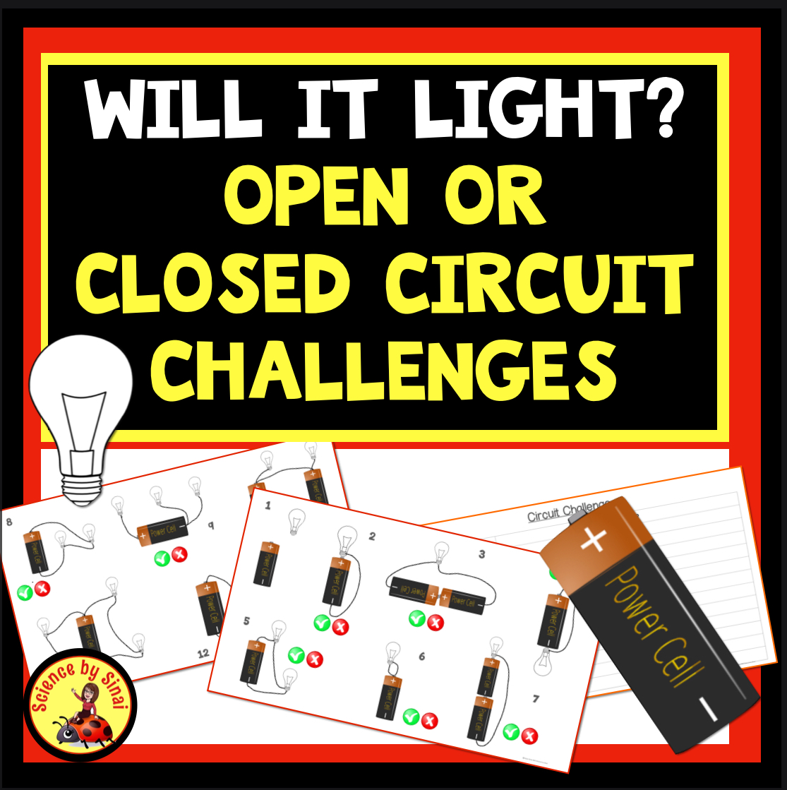 Open or Closed Electrical Circuit Challenges Worksheets