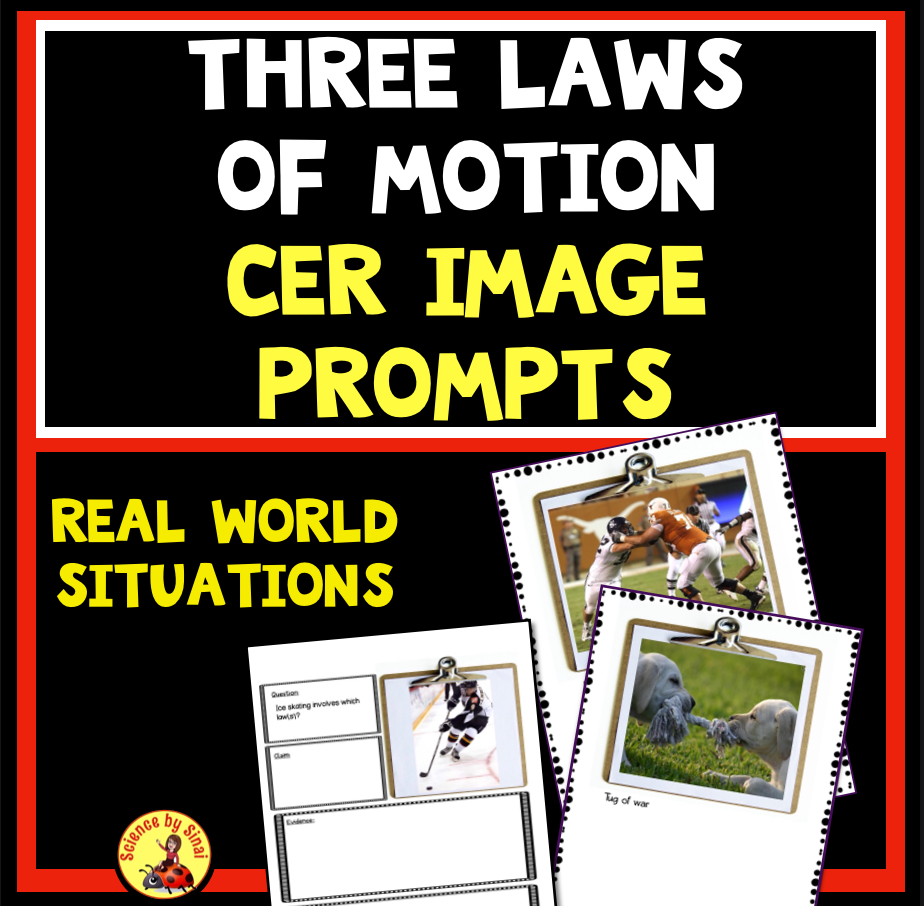 Newton’s Laws of Motion CER Photo Prompt Task Cards