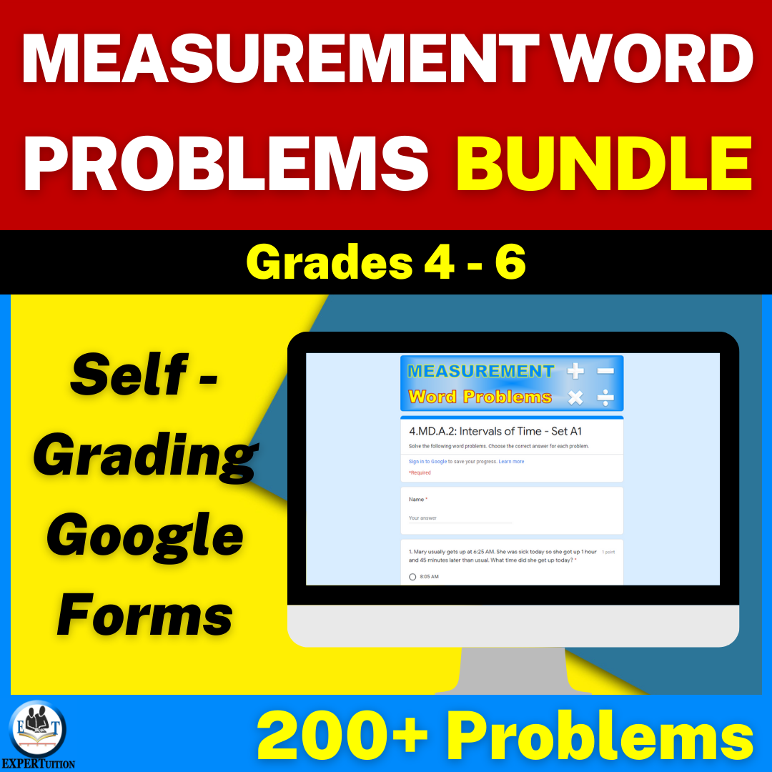 Measurement Word Problems Google Forms™ Bundle: Multi-Step and One-Step Word Problems