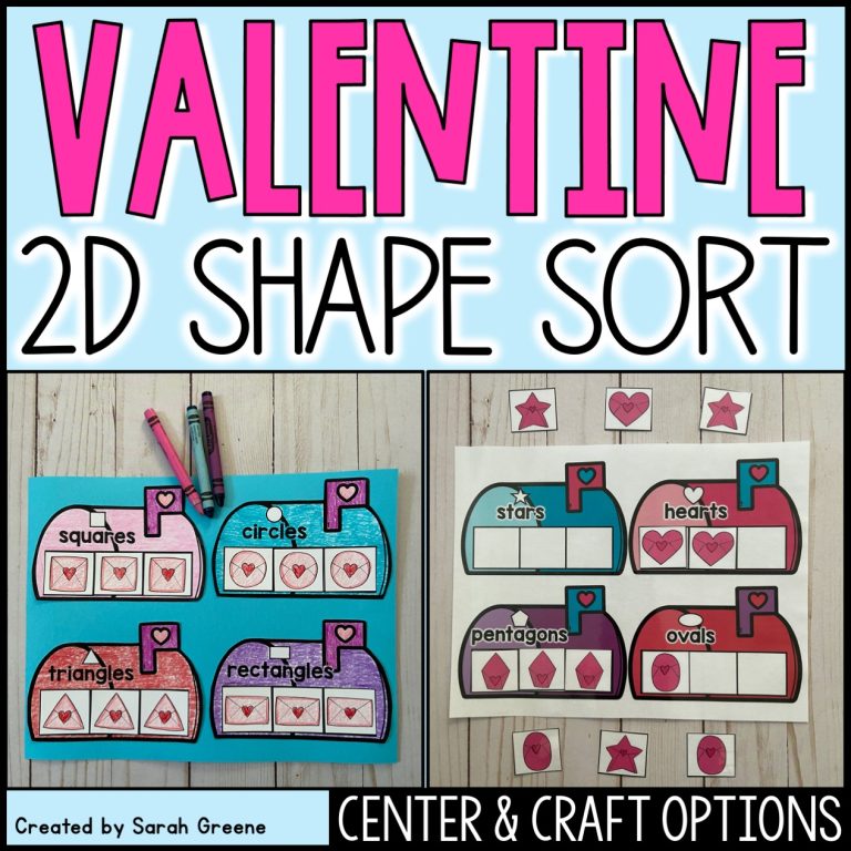 Valentine's Day 2D Shape Sort Craft or Center - Made By Teachers
