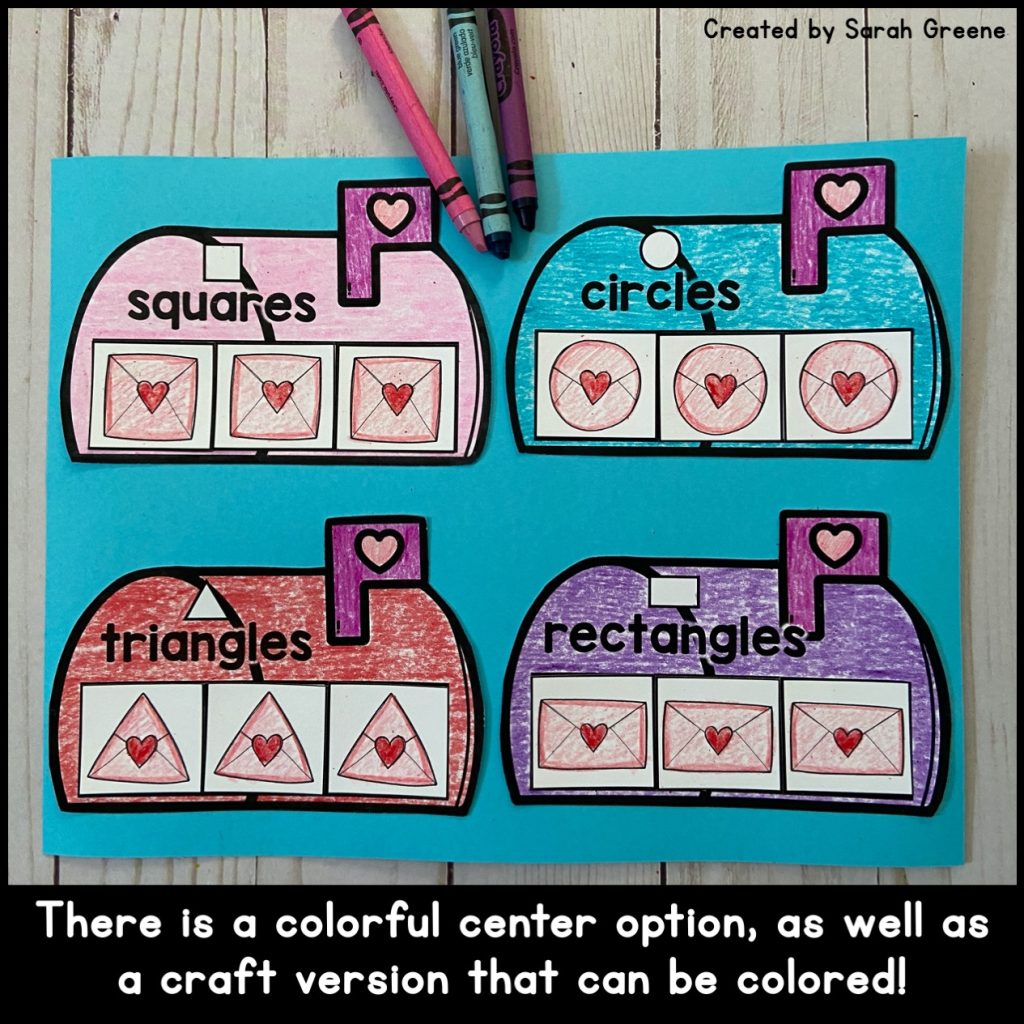 Valentine's Day 2D Shape Sort Craft or Center - Made By Teachers