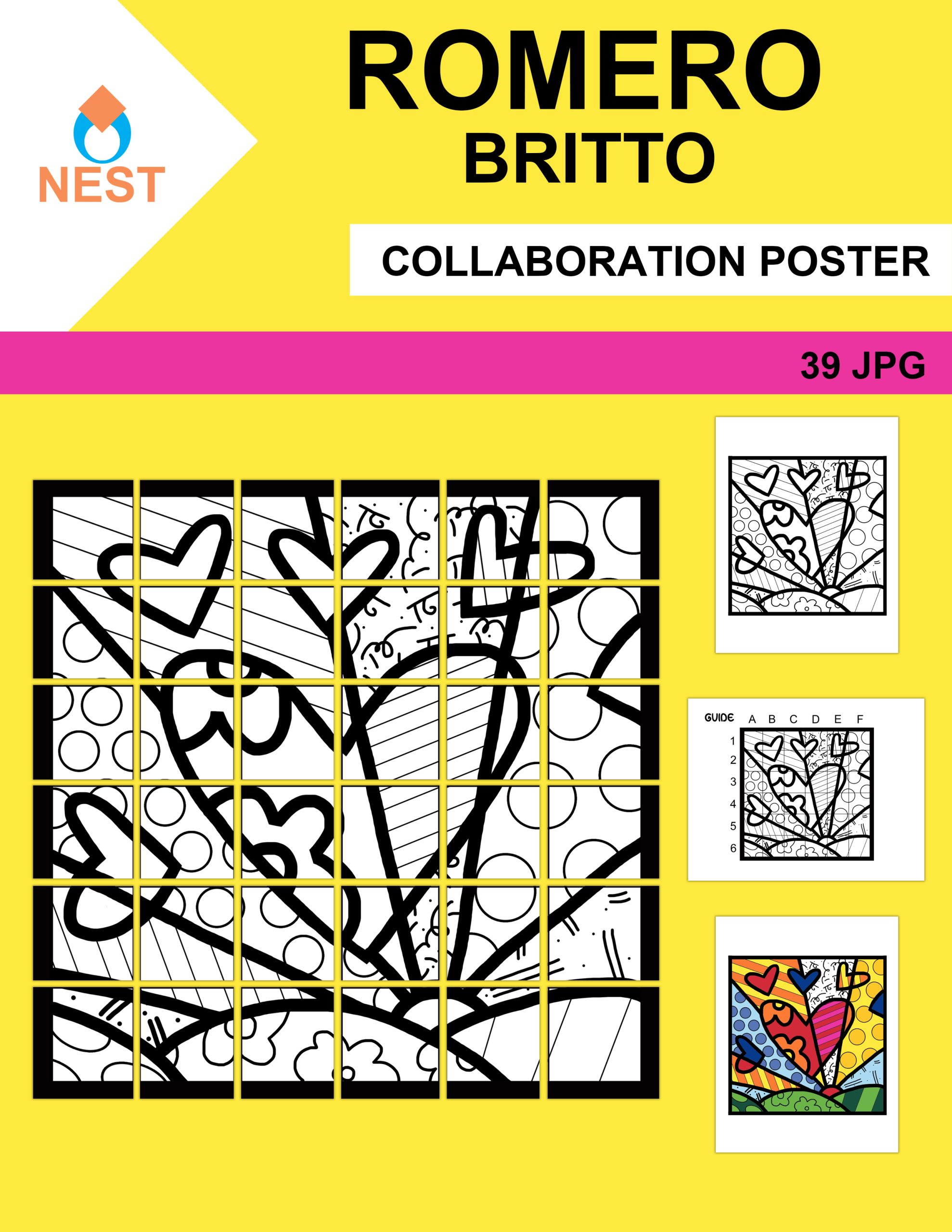 Romero Britto Heart Collaboration Poster