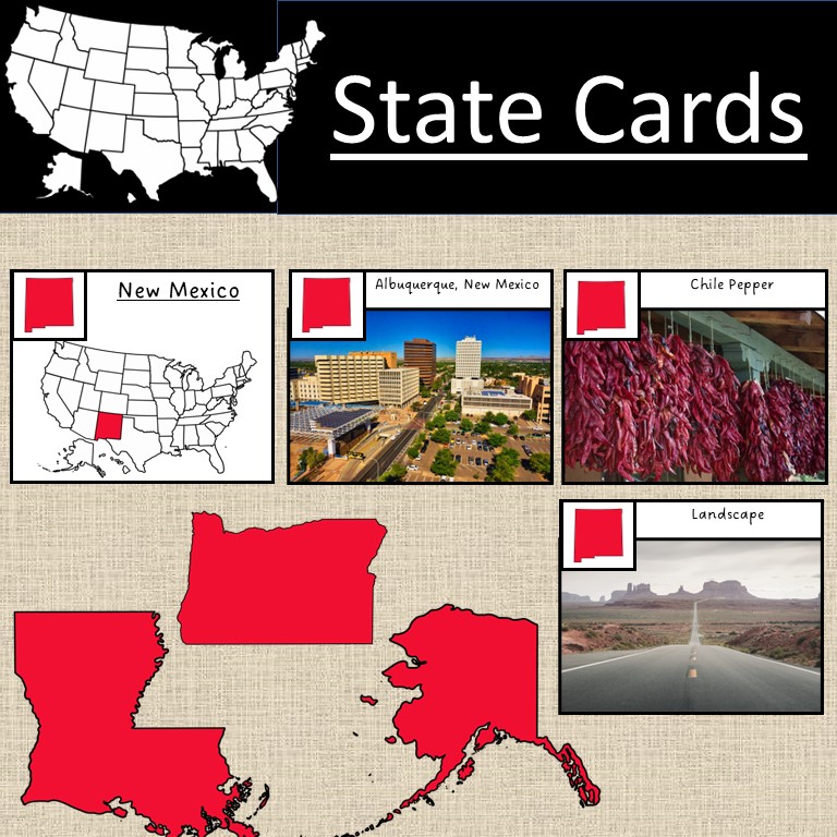 State Cards Information Pictures Agricultural products Cities Geography