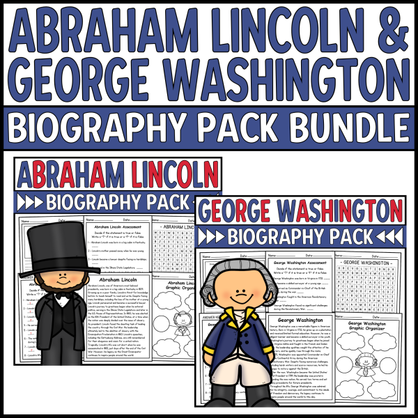 Abraham Lincoln & George Washington Biography Unit Pack Bundle ...