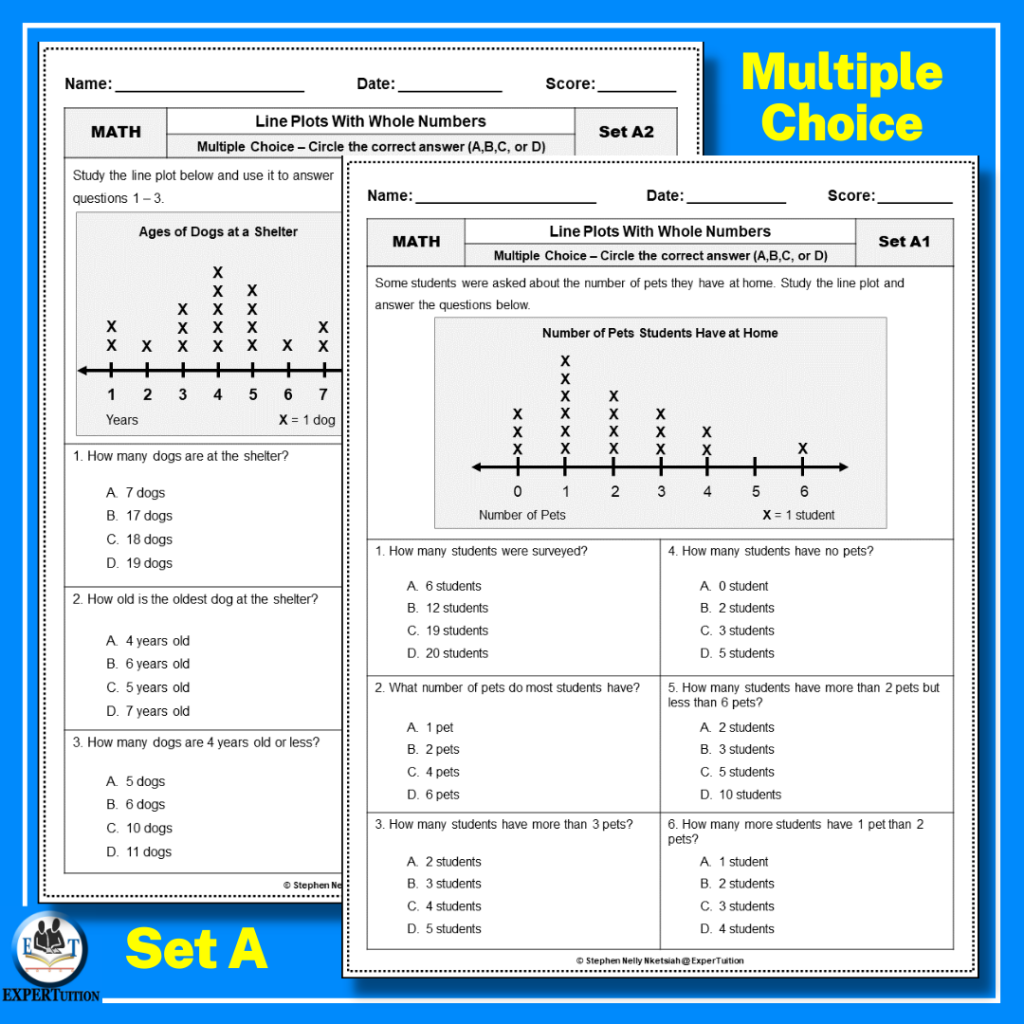 Line Plots with Whole Numbers - Differentiated Line Plots Practice ...