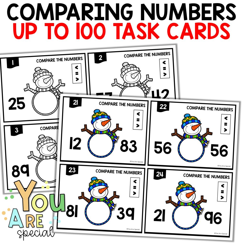 Winter Activities Comparing Numbers to 100 Greater Than Less Than ...