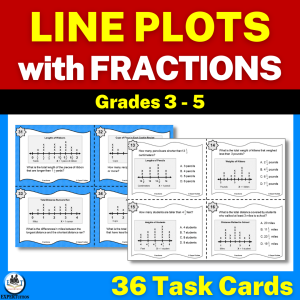 Line Plots with Fractions - Differentiated Line Plot Practice Task Cards