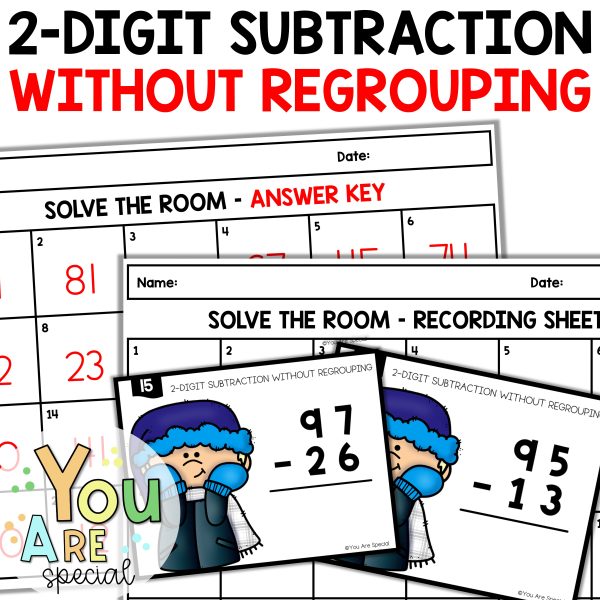 Winter 2 Digit Subtraction Without Regrouping Math Centers | Made By ...