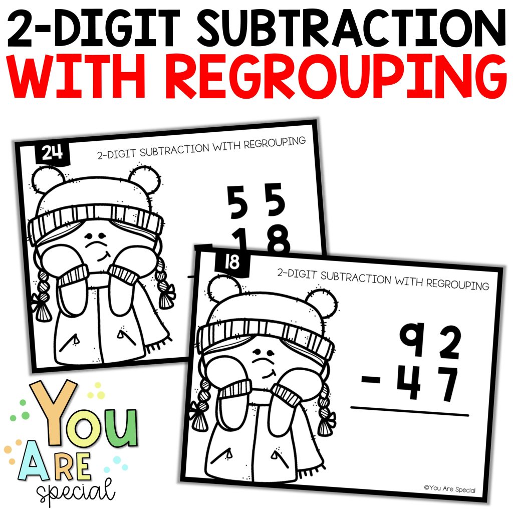 2 Digit Subtraction With And Without Regrouping Bundle Winter Math ...