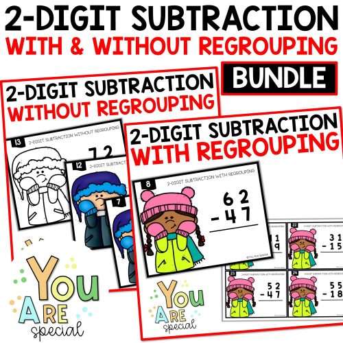 2 Digit Subtraction With And Without Regrouping Bundle Winter Math ...