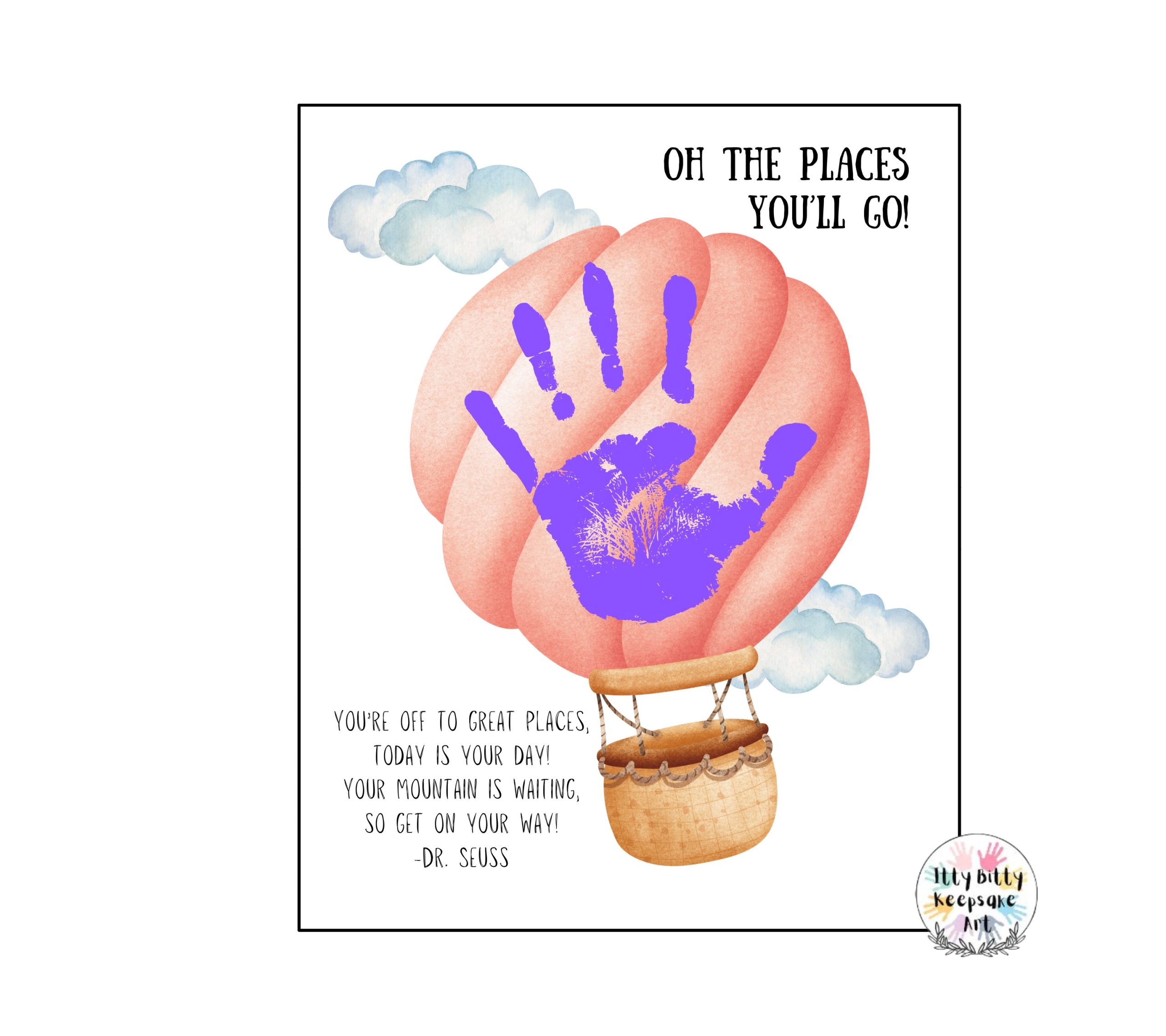 Read Across America Handprint Art Craft Printable Template / Dr. Seuss Places You'll Go