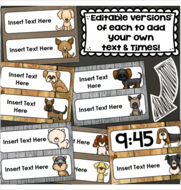 Daily Classroom Schedule Agenda Cards Dog Theme Editable | Made By Teachers