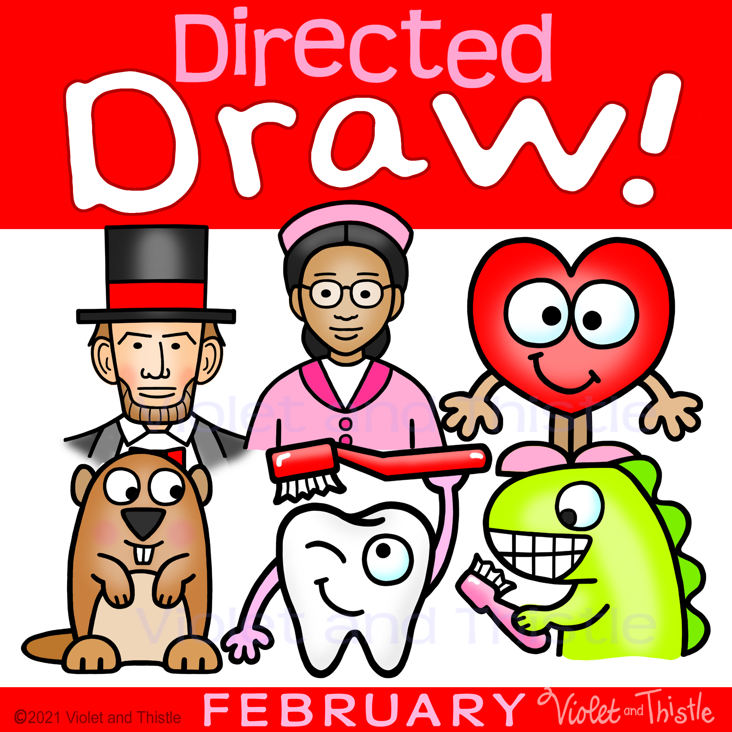 Directed Drawing Valentines Day February Presidents Groundhog Learn How to Draw Step by Step Guides