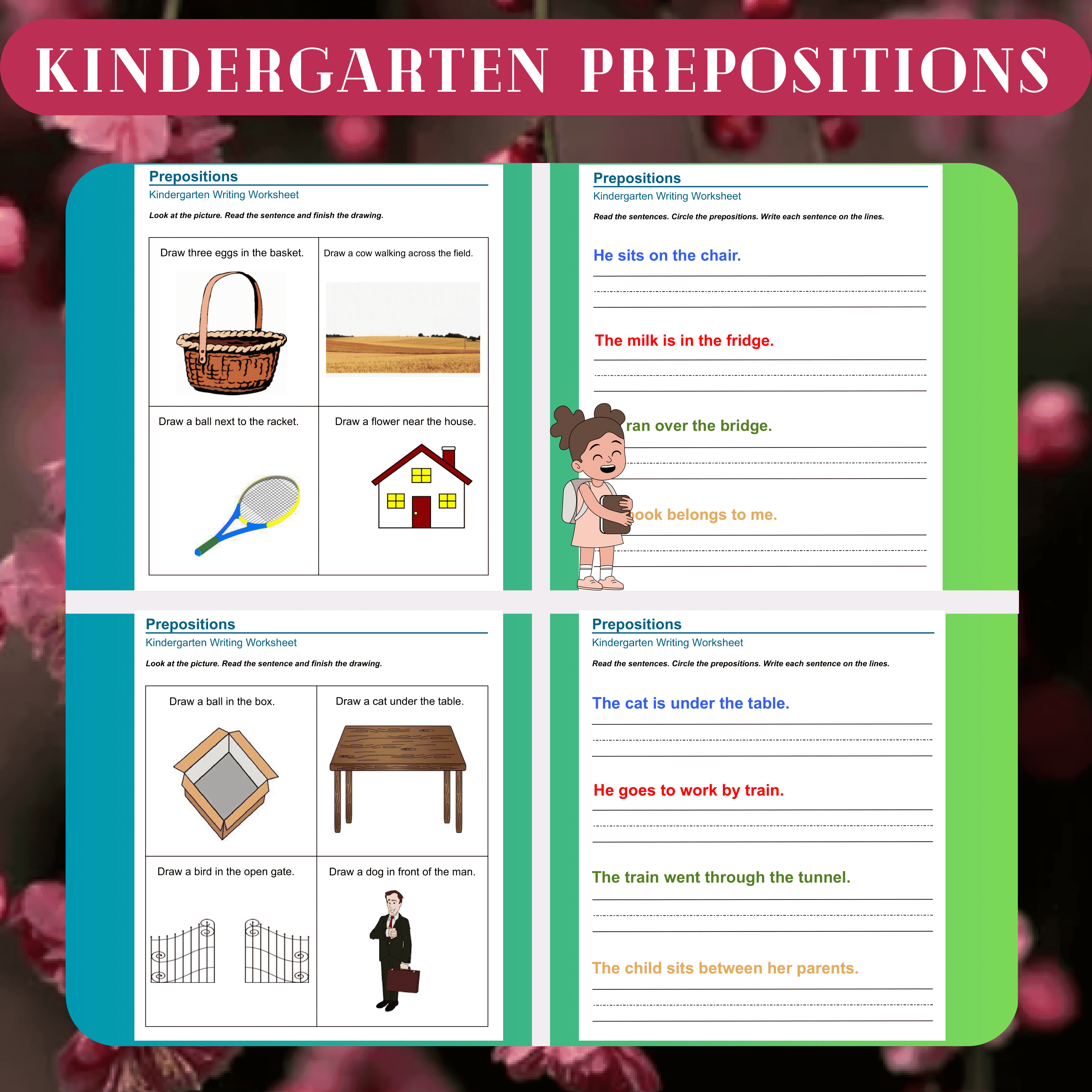 Kindergarten Prepositions Worksheets