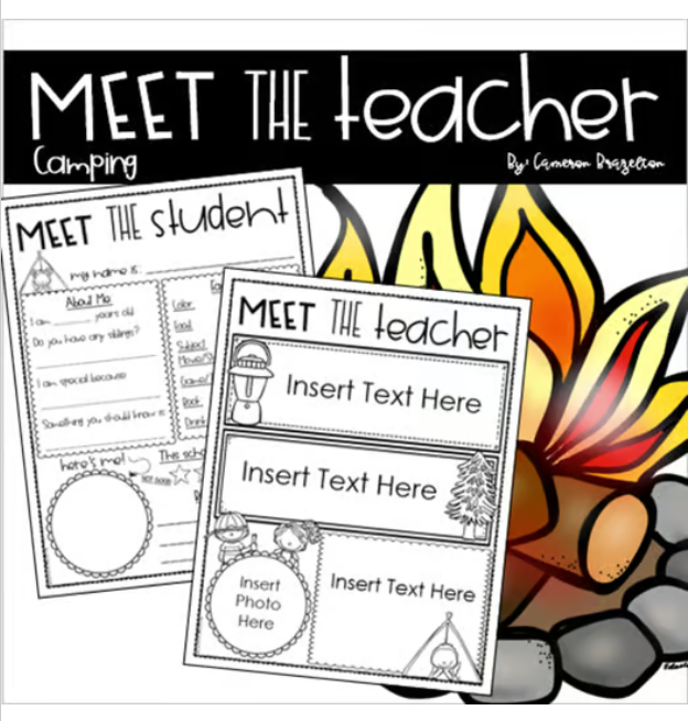 Meet the Teacher Editable Handout Back to School All About Me Camping Theme