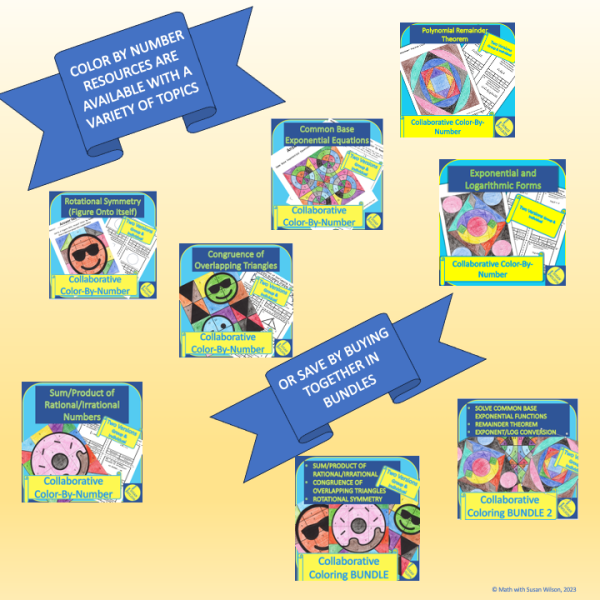 High School Math Collaborative Color by Numbers Bundle 2 | Made By Teachers