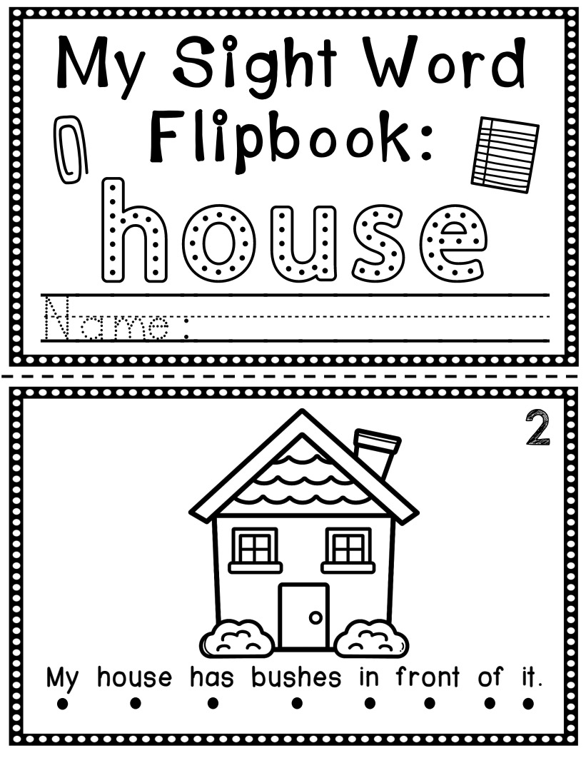 Sight Word Flip Book (Flipbook) - HOUSE