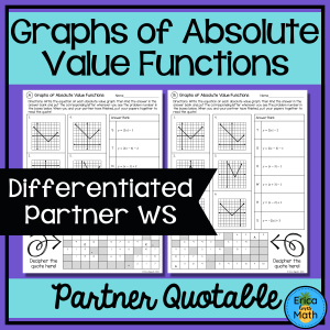 Graphs of Absolute Value Functions Differentiated Partner Worksheets