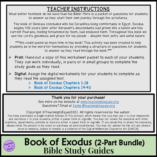 Bible Study Questions for book of Exodus - Made By Teachers