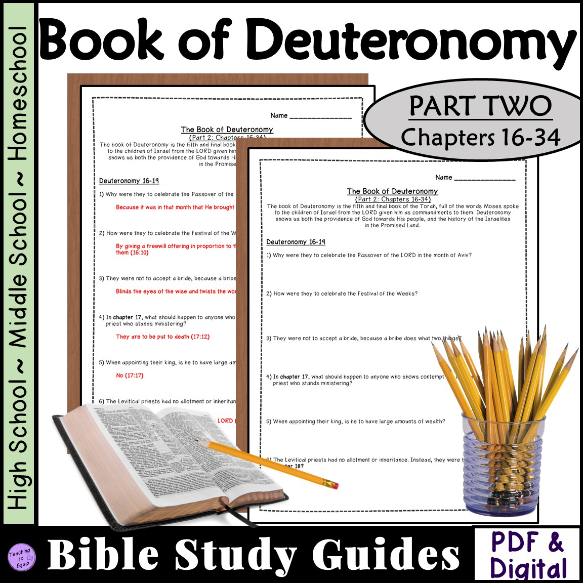 Deuteronomy Bible Study Questions (CH 16-34)