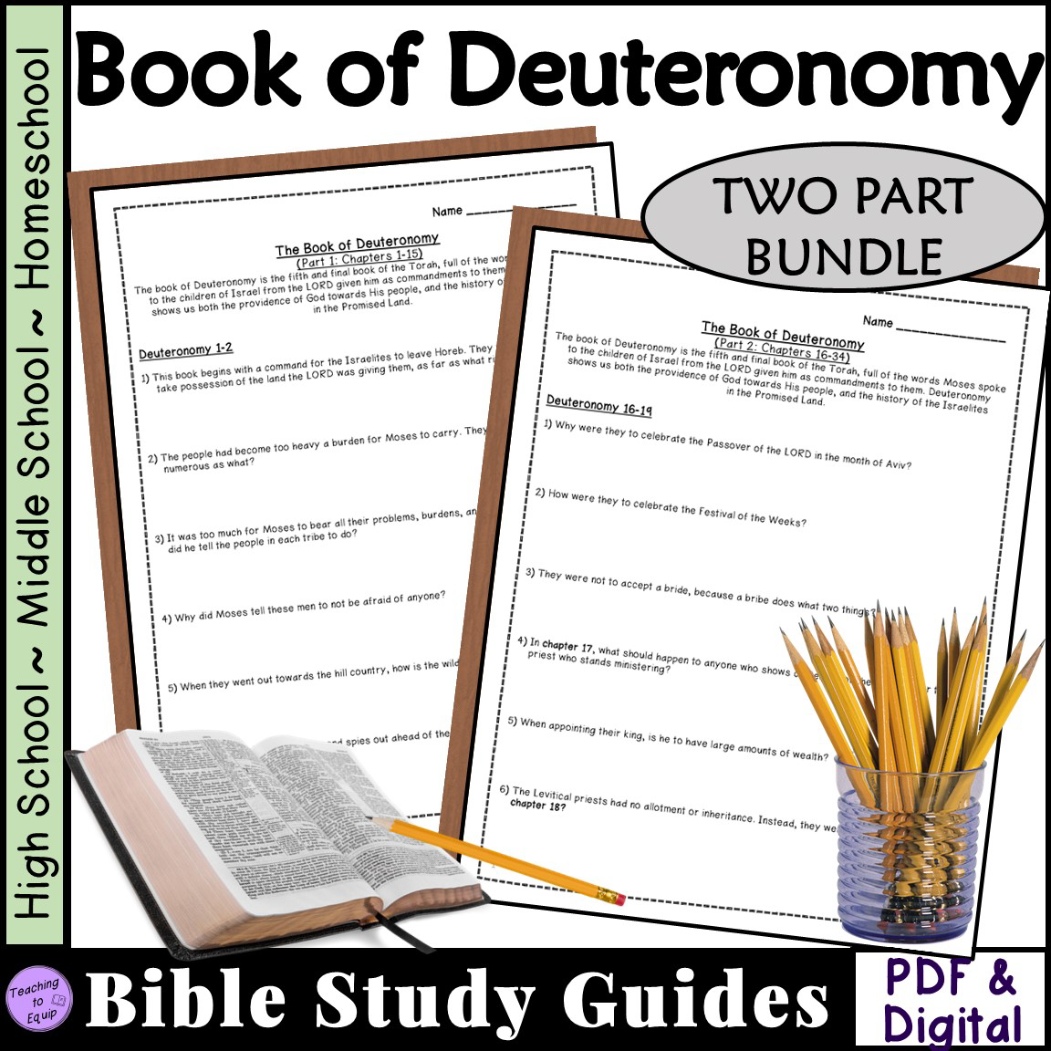 Book of Deuteronomy Bible Study Questions BUNDLE